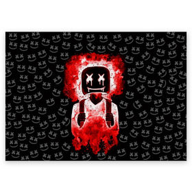 Поздравительная открытка с принтом Marshmello в городе Новоалтайск, 100% бумага | плотность бумаги 280 г/м2, матовая, на обратной стороне линовка и место для марки
 | marshmello | диджей | клуб | клубная музыка | маршмеллоу | маршмэлло | маршмэллоу | музыка | электронная