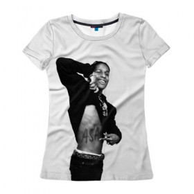 Женская футболка 3D с принтом A$AP ROCKY в городе Новоалтайск, 100% полиэфир ( синтетическое хлопкоподобное полотно) | прямой крой, круглый вырез горловины, длина до линии бедер | aap | asap | mob | rap | rocky | testing | альбом | асап | банда | моб | раким | реп | роки | рэп | тестинг | эйсап | эсап