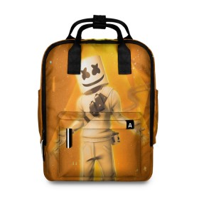 Женский рюкзак 3D с принтом Fortnite & Marshmello в городе Новоалтайск, 100% полиэстер | лямки с регулируемой длиной, сверху ручки, чтобы рюкзак нести как сумку. Основное отделение закрывается на молнию, как и внешний карман. Внутри два дополнительных кармана, один из которых закрывается на молнию. По бокам два дополнительных кармашка, куда поместится маленькая бутылочка
 | fortnite | marshmello | диджей | игра | клуб | клубная музыка | компьютерная игра | маршмеллоу | маршмэлло | маршмэллоу | музыка | симулятор | фортнайт | электронная