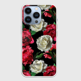 Чехол для iPhone 13 Pro с принтом Розы в городе Новоалтайск,  |  | Тематика изображения на принте: f | flora | flowers | greens | leaves | nature | ornament | patterns | petals | red | roses | style | white | youth | белые | зелень | иллюстрация | красные | лепестки | листья | мода | молодежная | орнамент | природа | розовые | розы | стиль | узоры | фл