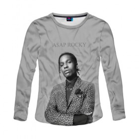 Женский лонгслив 3D с принтом A$AP ROCKY в городе Новоалтайск, 100% полиэстер | длинные рукава, круглый вырез горловины, полуприлегающий силуэт | aap | asap | mob | rap | rocky | testing | альбом | американский | асап | банда | моб | раким | реп | роки | рэп | рэпер | тестинг | эйсап | эсап
