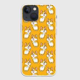 Чехол для iPhone 13 mini с принтом Корги Паттерн 2 в городе Новоалтайск,  |  | Тематика изображения на принте: веселый | лапочка | милый | мимими | оранжевый | пес | песик | собака | счастье | щенок