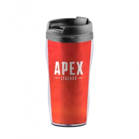 Термокружка-непроливайка с принтом APEX LEGENDS в городе Новоалтайск, внутренняя часть — пищевой пластик, наружная часть — прозрачный пластик, между ними — полиграфическая вставка с рисунком | объем — 350 мл, герметичная крышка | 
