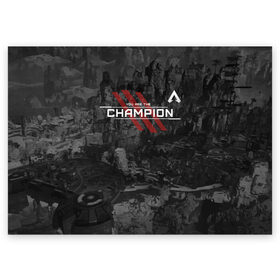 Поздравительная открытка с принтом You Are The Champion в городе Новоалтайск, 100% бумага | плотность бумаги 280 г/м2, матовая, на обратной стороне линовка и место для марки
 | Тематика изображения на принте: apex | apexlegends | battle | fall | legends | royale | titan | titanfall | апекс | битва | игра | игры | королевская | легенд | легендс | легенды | лого | меха | мехи | онлайн | роботы | символ | титанфол | шутер