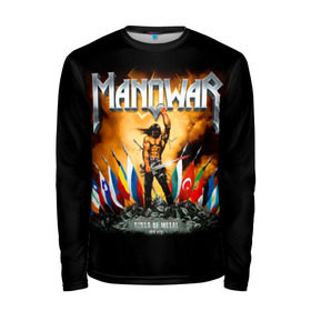 Мужской лонгслив 3D с принтом Manowar в городе Новоалтайск, 100% полиэстер | длинные рукава, круглый вырез горловины, полуприлегающий силуэт | Тематика изображения на принте: heavy metal | manowar | power metal | группы | метал | музыка | пауэр метал | рок | хеви метал