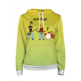 Женская толстовка 3D с принтом Nirvana в стиле simpsons в городе Новоалтайск, 100% полиэстер  | двухслойный капюшон со шнурком для регулировки, мягкие манжеты на рукавах и по низу толстовки, спереди карман-кенгуру с мягким внутренним слоем. | 