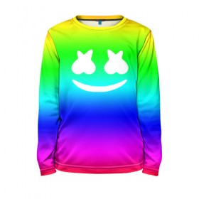 Детский лонгслив 3D с принтом Marshmello COLORS в городе Новоалтайск, 100% полиэстер | длинные рукава, круглый вырез горловины, полуприлегающий силуэт
 | christopher comstock | dj | marshmello | music | диджей | клубная музыка | клубняк | крис комсток | логотип | маршмэллоу | музыка