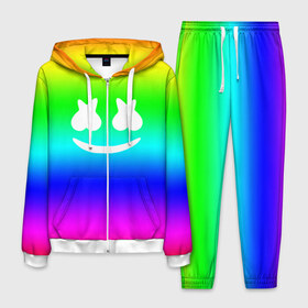 Мужской костюм 3D с принтом Marshmello COLORS в городе Новоалтайск, 100% полиэстер | Манжеты и пояс оформлены тканевой резинкой, двухслойный капюшон со шнурком для регулировки, карманы спереди | christopher comstock | dj | marshmello | music | диджей | клубная музыка | клубняк | крис комсток | логотип | маршмэллоу | музыка