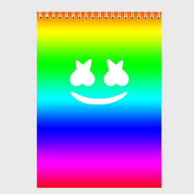 Скетчбук с принтом Marshmello COLORS в городе Новоалтайск, 100% бумага
 | 48 листов, плотность листов — 100 г/м2, плотность картонной обложки — 250 г/м2. Листы скреплены сверху удобной пружинной спиралью | christopher comstock | dj | marshmello | music | диджей | клубная музыка | клубняк | крис комсток | логотип | маршмэллоу | музыка