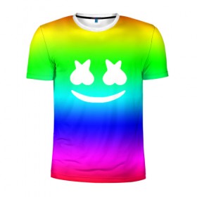 Мужская футболка 3D спортивная с принтом Marshmello COLORS в городе Новоалтайск, 100% полиэстер с улучшенными характеристиками | приталенный силуэт, круглая горловина, широкие плечи, сужается к линии бедра | christopher comstock | dj | marshmello | music | диджей | клубная музыка | клубняк | крис комсток | логотип | маршмэллоу | музыка