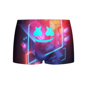 Мужские трусы 3D с принтом Marshmello в городе Новоалтайск, 50% хлопок, 50% полиэстер | классическая посадка, на поясе мягкая тканевая резинка | christopher comstock | dj | marshmello | music | диджей | клубная музыка | клубняк | крис комсток | логотип | маршмэллоу | музыка