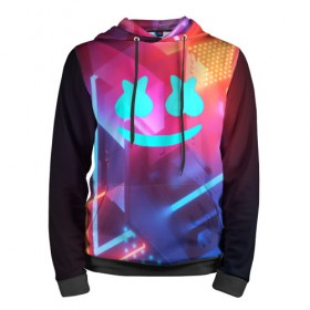 Мужская толстовка 3D с принтом Marshmello в городе Новоалтайск, 100% полиэстер | двухслойный капюшон со шнурком для регулировки, мягкие манжеты на рукавах и по низу толстовки, спереди карман-кенгуру с мягким внутренним слоем. | christopher comstock | dj | marshmello | music | диджей | клубная музыка | клубняк | крис комсток | логотип | маршмэллоу | музыка