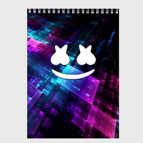 Скетчбук с принтом Marshmello в городе Новоалтайск, 100% бумага
 | 48 листов, плотность листов — 100 г/м2, плотность картонной обложки — 250 г/м2. Листы скреплены сверху удобной пружинной спиралью | christopher comstock | dj | marshmello | music | диджей | клубная музыка | клубняк | крис комсток | логотип | маршмэллоу | музыка