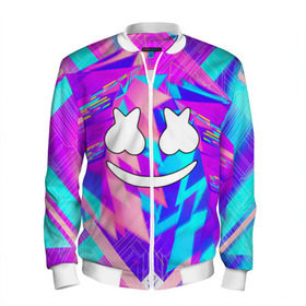 Мужской бомбер 3D с принтом Marshmello в городе Новоалтайск, 100% полиэстер | застегивается на молнию, по бокам два кармана без застежек, по низу бомбера и на воротнике - эластичная резинка | christopher comstock | dj | marshmello | music | диджей | клубная музыка | клубняк | крис комсток | логотип | маршмэллоу | музыка