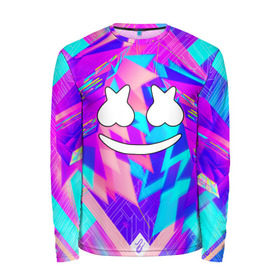 Мужской лонгслив 3D с принтом Marshmello в городе Новоалтайск, 100% полиэстер | длинные рукава, круглый вырез горловины, полуприлегающий силуэт | christopher comstock | dj | marshmello | music | диджей | клубная музыка | клубняк | крис комсток | логотип | маршмэллоу | музыка