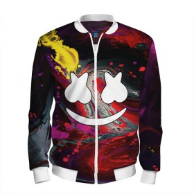 Мужской бомбер 3D с принтом Marshmello в городе Новоалтайск, 100% полиэстер | застегивается на молнию, по бокам два кармана без застежек, по низу бомбера и на воротнике - эластичная резинка | christopher comstock | dj | marshmello | music | диджей | клубная музыка | клубняк | крис комсток | логотип | маршмэллоу | музыка
