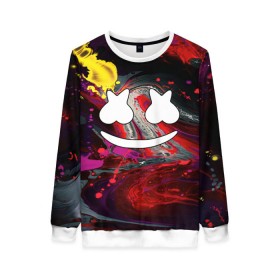Женский свитшот 3D с принтом Marshmello в городе Новоалтайск, 100% полиэстер с мягким внутренним слоем | круглый вырез горловины, мягкая резинка на манжетах и поясе, свободная посадка по фигуре | christopher comstock | dj | marshmello | music | диджей | клубная музыка | клубняк | крис комсток | логотип | маршмэллоу | музыка