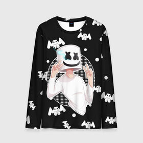 Мужской лонгслив 3D с принтом Marshmello в городе Новоалтайск, 100% полиэстер | длинные рукава, круглый вырез горловины, полуприлегающий силуэт | alone | beautiful now | disc | dj | jockey | marshmallow | американский | диджей | дискотека | маршмэллоу | продюсер