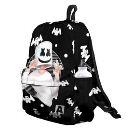 Рюкзак 3D с принтом Marshmello в городе Новоалтайск, 100% полиэстер | лямки с регулируемой длиной, сверху петелька, чтобы рюкзак можно было повесить на вешалку. Основное отделение закрывается на молнию, как и внешний карман. Внутри два дополнительных кармана, один из которых закрывается на молнию. По бокам два дополнительных кармашка | alone | beautiful now | disc | dj | jockey | marshmallow | американский | диджей | дискотека | маршмэллоу | продюсер