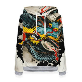 Женская толстовка 3D с принтом Dsquared tattoo DRAGON в городе Новоалтайск, 100% полиэстер  | двухслойный капюшон со шнурком для регулировки, мягкие манжеты на рукавах и по низу толстовки, спереди карман-кенгуру с мягким внутренним слоем. | dsquared tattoo | тату | татуировки