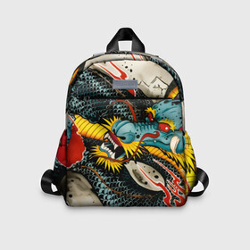Детский рюкзак 3D с принтом Dsquared tattoo DRAGON в городе Новоалтайск, 100% полиэстер | лямки с регулируемой длиной, сверху петелька, чтобы рюкзак можно было повесить на вешалку. Основное отделение закрывается на молнию, как и внешний карман. Внутри дополнительный карман. По бокам два дополнительных кармашка | dsquared tattoo | тату | татуировки