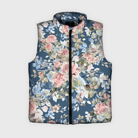 Женский жилет утепленный 3D с принтом Розовые розы в городе Новоалтайск,  |  | bouquet | fashion | flora | flowers | illustra | nature | ornament | patterns | petals | pink | roses | style | youth | букет | графика | иллюстрация | картинка | лепестки | мода | молодежная | орнамент | природа | рисунок | розовые | розы | синий