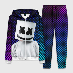 Мужской костюм 3D с принтом MARSHMELLO в городе Новоалтайск, 100% полиэстер | Манжеты и пояс оформлены тканевой резинкой, двухслойный капюшон со шнурком для регулировки, карманы спереди | marsh | marshmallow | marshmello | marshmelo | mello | music | smile | диджей | лого | маршмеллов | маршмеллоу | маршмеллу | маршмело | маршмелов | маршмелоу | музыка | музыкант | рожица | трэп | улыбка | хаус