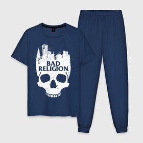 Мужская пижама хлопок с принтом Bad Religion в городе Новоалтайск, 100% хлопок | брюки и футболка прямого кроя, без карманов, на брюках мягкая резинка на поясе и по низу штанин
 | bad religion | hardcore | punk | группы | музыка | панк | панк рок | рок