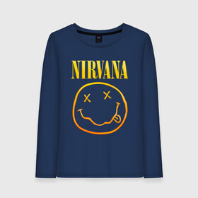 Женский лонгслив хлопок с принтом NIRVANA в городе Новоалтайск, 100% хлопок |  | nirvana | альтернативный рок | гранж | группа | курт кобейн | логотип нирвана | музыка | нирвана | песни | рок