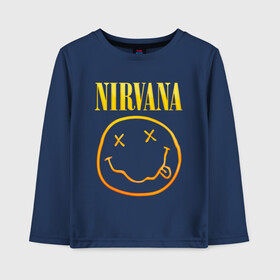 Детский лонгслив хлопок с принтом NIRVANA в городе Новоалтайск, 100% хлопок | круглый вырез горловины, полуприлегающий силуэт, длина до линии бедер | nirvana | альтернативный рок | гранж | группа | курт кобейн | логотип нирвана | музыка | нирвана | песни | рок