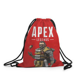 Рюкзак-мешок 3D с принтом CAUSTIC APEX LEGENDS в городе Новоалтайск, 100% полиэстер | плотность ткани — 200 г/м2, размер — 35 х 45 см; лямки — толстые шнурки, застежка на шнуровке, без карманов и подкладки | Тематика изображения на принте: apex | caustic | legend | legends | titanfall | апекс | арех | бангалор | бладхаунд | гибралтар | каустик | лайфлайн | ледженд | леджендс | мираж | орех | рэйф