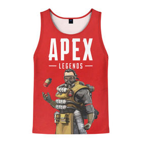 Мужская майка 3D с принтом CAUSTIC APEX LEGENDS в городе Новоалтайск, 100% полиэстер | круглая горловина, приталенный силуэт, длина до линии бедра. Пройма и горловина окантованы тонкой бейкой | apex | caustic | legend | legends | titanfall | апекс | арех | бангалор | бладхаунд | гибралтар | каустик | лайфлайн | ледженд | леджендс | мираж | орех | рэйф
