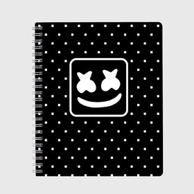 Тетрадь с принтом MARSHMELLO в городе Новоалтайск, 100% бумага | 48 листов, плотность листов — 60 г/м2, плотность картонной обложки — 250 г/м2. Листы скреплены сбоку удобной пружинной спиралью. Уголки страниц и обложки скругленные. Цвет линий — светло-серый
 | marsh | marshmallow | marshmello | marshmelo | mello | music | smile | диджей | лого | маршмеллов | маршмеллоу | маршмеллу | маршмело | маршмелов | маршмелоу | музыка | музыкант | рожица | трэп | улыбка | хаус