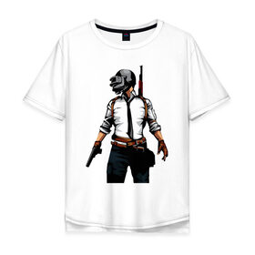 Мужская футболка хлопок Oversize с принтом PLAYERUNKNOWNS BATTLEGROUNDS в городе Новоалтайск, 100% хлопок | свободный крой, круглый ворот, “спинка” длиннее передней части | pubg | игра | игры | онлайн | пабг