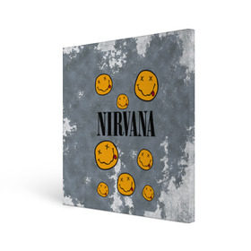 Холст квадратный с принтом NIRVANA в городе Новоалтайск, 100% ПВХ |  | nirvana | альтернативный рок | гранж | группа | курт кобейн | логотип нирвана | музыка | нирвана | песни | рок