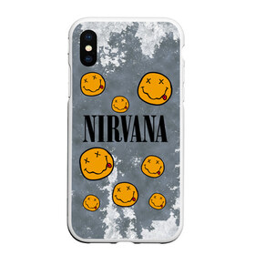 Чехол для iPhone XS Max матовый с принтом NIRVANA в городе Новоалтайск, Силикон | Область печати: задняя сторона чехла, без боковых панелей | nirvana | альтернативный рок | гранж | группа | курт кобейн | логотип нирвана | музыка | нирвана | песни | рок