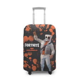 Чехол для чемодана 3D с принтом Fortnite Marshmello в городе Новоалтайск, 86% полиэфир, 14% спандекс | двустороннее нанесение принта, прорези для ручек и колес | fortnite | marshmallow | save | the | world | битва | борьба | зомби | королевская | маршмэллоу | стратегия | фортнайт