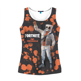 Женская майка 3D с принтом Fortnite Marshmello в городе Новоалтайск, 100% полиэстер | круглая горловина, прямой силуэт, длина до линии бедра | fortnite | marshmallow | save | the | world | битва | борьба | зомби | королевская | маршмэллоу | стратегия | фортнайт
