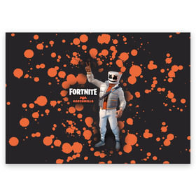 Поздравительная открытка с принтом Fortnite Marshmello в городе Новоалтайск, 100% бумага | плотность бумаги 280 г/м2, матовая, на обратной стороне линовка и место для марки
 | fortnite | marshmallow | save | the | world | битва | борьба | зомби | королевская | маршмэллоу | стратегия | фортнайт