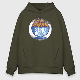 Мужское худи Oversize хлопок с принтом Send Noods в городе Новоалтайск, френч-терри — 70% хлопок, 30% полиэстер. Мягкий теплый начес внутри —100% хлопок | боковые карманы, эластичные манжеты и нижняя кромка, капюшон на магнитной кнопке | send noodes | интернет приколы | отправь ню
