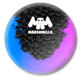 Значок с принтом MARSHMELLO в городе Новоалтайск,  металл | круглая форма, металлическая застежка в виде булавки | 