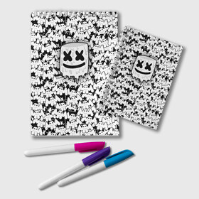 Блокнот с принтом MARSHMELLO в городе Новоалтайск, 100% бумага | 48 листов, плотность листов — 60 г/м2, плотность картонной обложки — 250 г/м2. Листы скреплены удобной пружинной спиралью. Цвет линий — светло-серый
 | fortnite marshmello | friend marshmello | happy marshmello | marshmallow anne | marshmello | marshmello bastille | marshmello marie | spotlight marshmello.