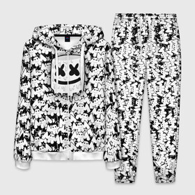 Мужской костюм 3D с принтом MARSHMELLO в городе Новоалтайск, 100% полиэстер | Манжеты и пояс оформлены тканевой резинкой, двухслойный капюшон со шнурком для регулировки, карманы спереди | fortnite marshmello | friend marshmello | happy marshmello | marshmallow anne | marshmello | marshmello bastille | marshmello marie | spotlight marshmello.