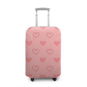 Чехол для чемодана 3D с принтом Hearts (pink) в городе Новоалтайск, 86% полиэфир, 14% спандекс | двустороннее нанесение принта, прорези для ручек и колес | 