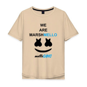 Мужская футболка хлопок Oversize с принтом Marshmello (MELLOGANG) в городе Новоалтайск, 100% хлопок | свободный крой, круглый ворот, “спинка” длиннее передней части | christopher comstock | dj | marshmello | mellogang | music | диджей | клубная музыка | клубняк | крис комсток | логотип | маршмеллоу | музыка