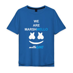 Мужская футболка хлопок Oversize с принтом Marshmello (MELLOGANG) в городе Новоалтайск, 100% хлопок | свободный крой, круглый ворот, “спинка” длиннее передней части | christopher comstock | dj | marshmello | music | диджей | клубная музыка | клубняк | крис комсток | логотип | маршмеллоу | музыка