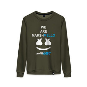 Женский свитшот хлопок с принтом Marshmello (MELLOGANG) в городе Новоалтайск, 100% хлопок | прямой крой, круглый вырез, на манжетах и по низу широкая трикотажная резинка  | christopher comstock | dj | marshmello | music | диджей | клубная музыка | клубняк | крис комсток | логотип | маршмеллоу | музыка