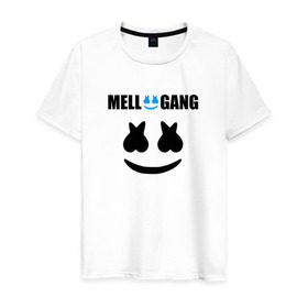 Мужская футболка хлопок с принтом Marshmello (Mellogang) в городе Новоалтайск, 100% хлопок | прямой крой, круглый вырез горловины, длина до линии бедер, слегка спущенное плечо. | christopher comstock | dj | logo | marshmello | music | диджей | клубная музыка | клубняк | крис комсток | логотип | маршмеллоу | музыка