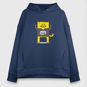 Женское худи Oversize хлопок с принтом Heavy Metal Cat в городе Новоалтайск, френч-терри — 70% хлопок, 30% полиэстер. Мягкий теплый начес внутри —100% хлопок | боковые карманы, эластичные манжеты и нижняя кромка, капюшон на магнитной кнопке | киса | коза | концерт | кот | котейка | котенок | котик | котэ | котя | крутой | метал | металл | музыка | рок | рокер | тяжелый | череп