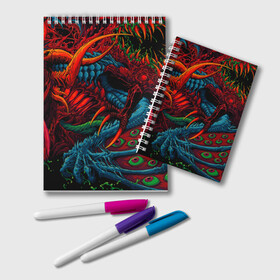 Блокнот с принтом CS GOHYPER BEAST в городе Новоалтайск, 100% бумага | 48 листов, плотность листов — 60 г/м2, плотность картонной обложки — 250 г/м2. Листы скреплены удобной пружинной спиралью. Цвет линий — светло-серый
 | Тематика изображения на принте: awp | counter strike | cyber sport | game | hyper beast | skin | sport | авп | игры | скин | скоростной зверь